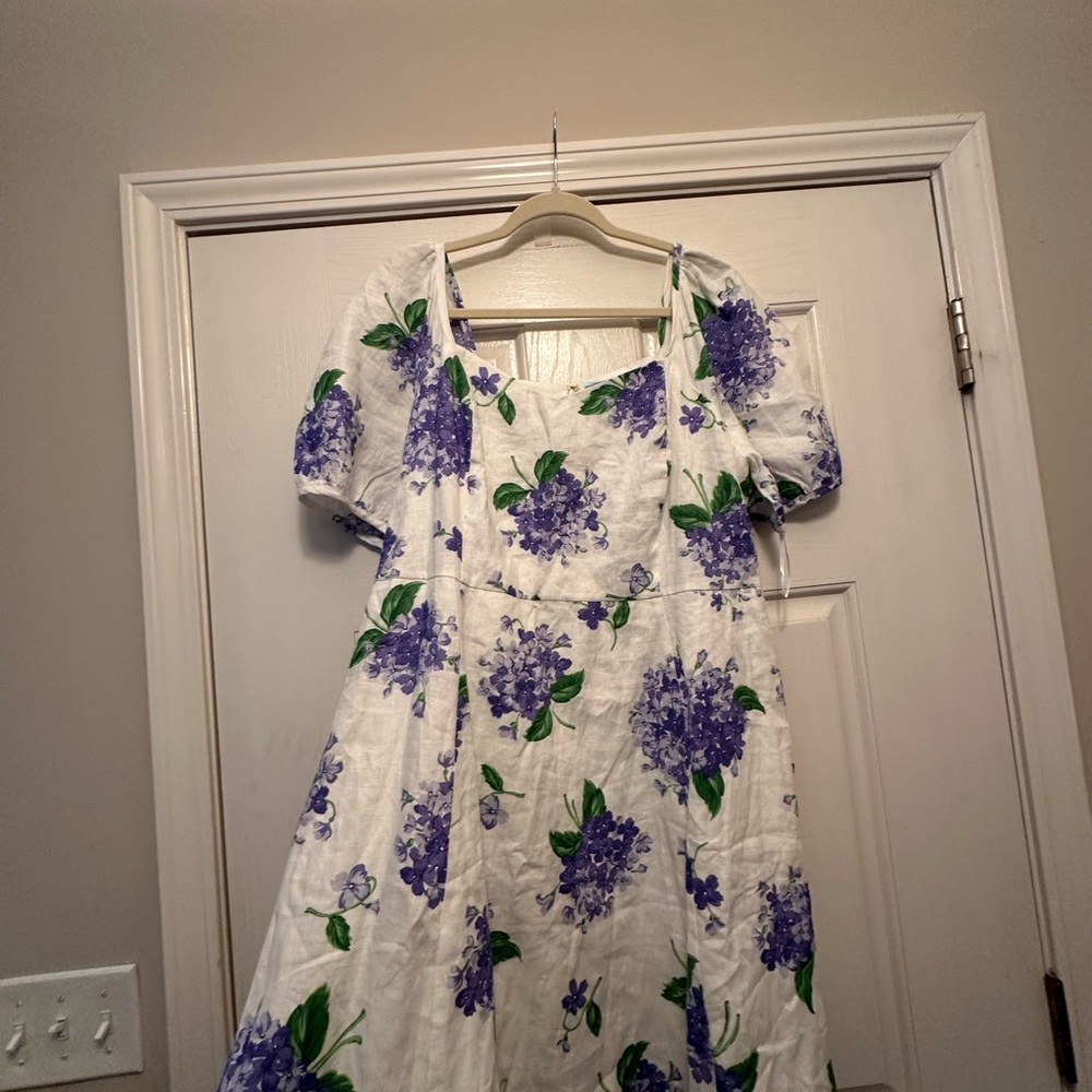 Draper James White Dress with Purple Floral Print